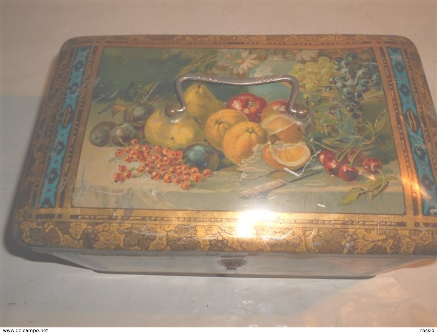 GRANDE-BOITE-EN-TOLE-LITHO-DECOR-DE-CORBEILLE DE FRUITS / 32X20X17 CM - Boîtes/Coffrets