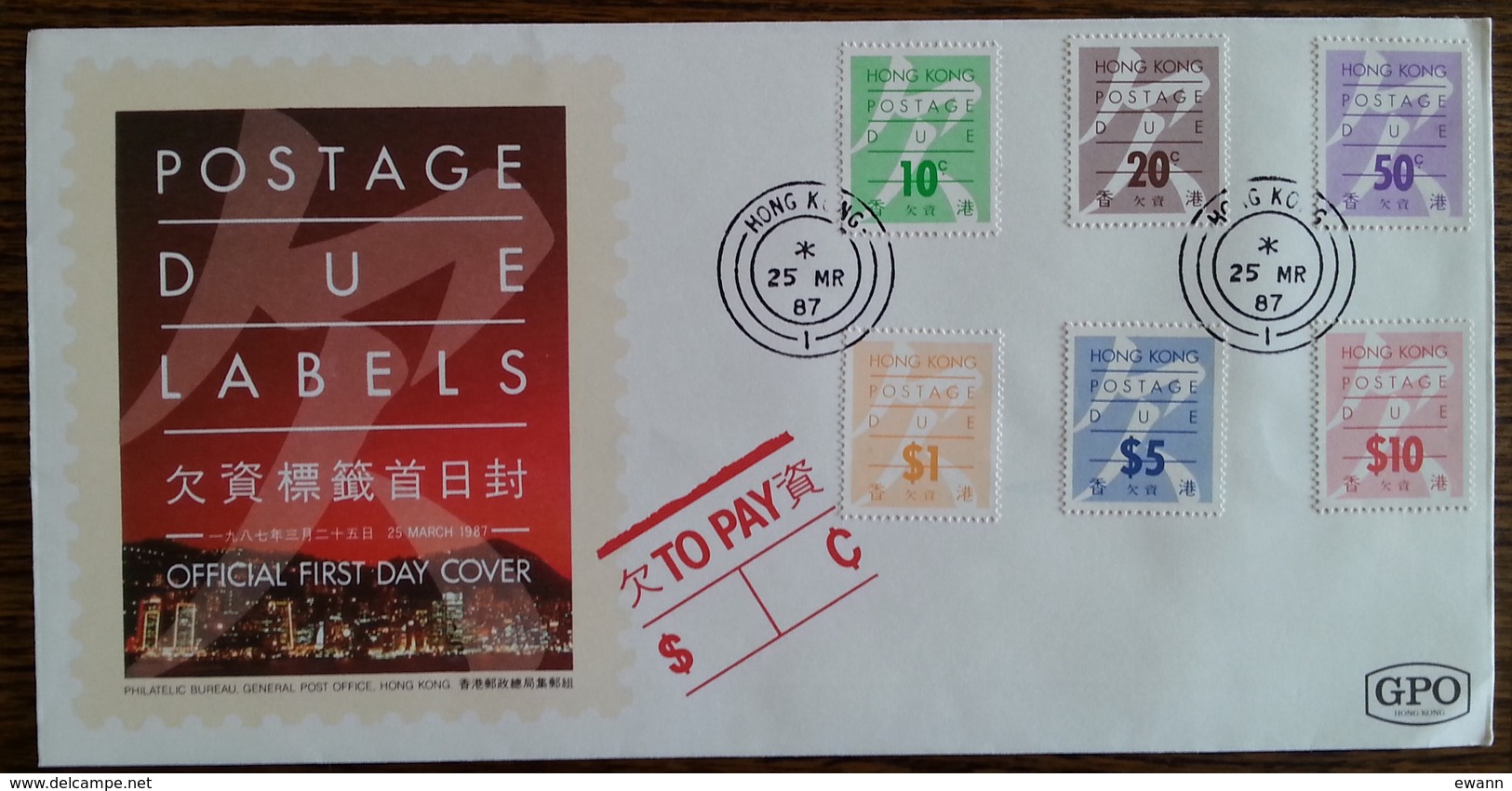 HONG KONG - FDC 1987 - YT Taxe N°24 à 29 - FDC