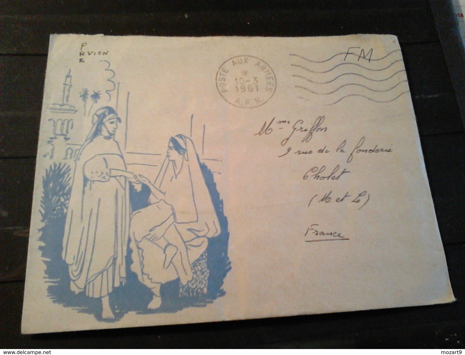 Enveloppe Illustrée  Cachet Poste Aux Armées  AFN 1961  SP 88473 - Guerre D'Algérie