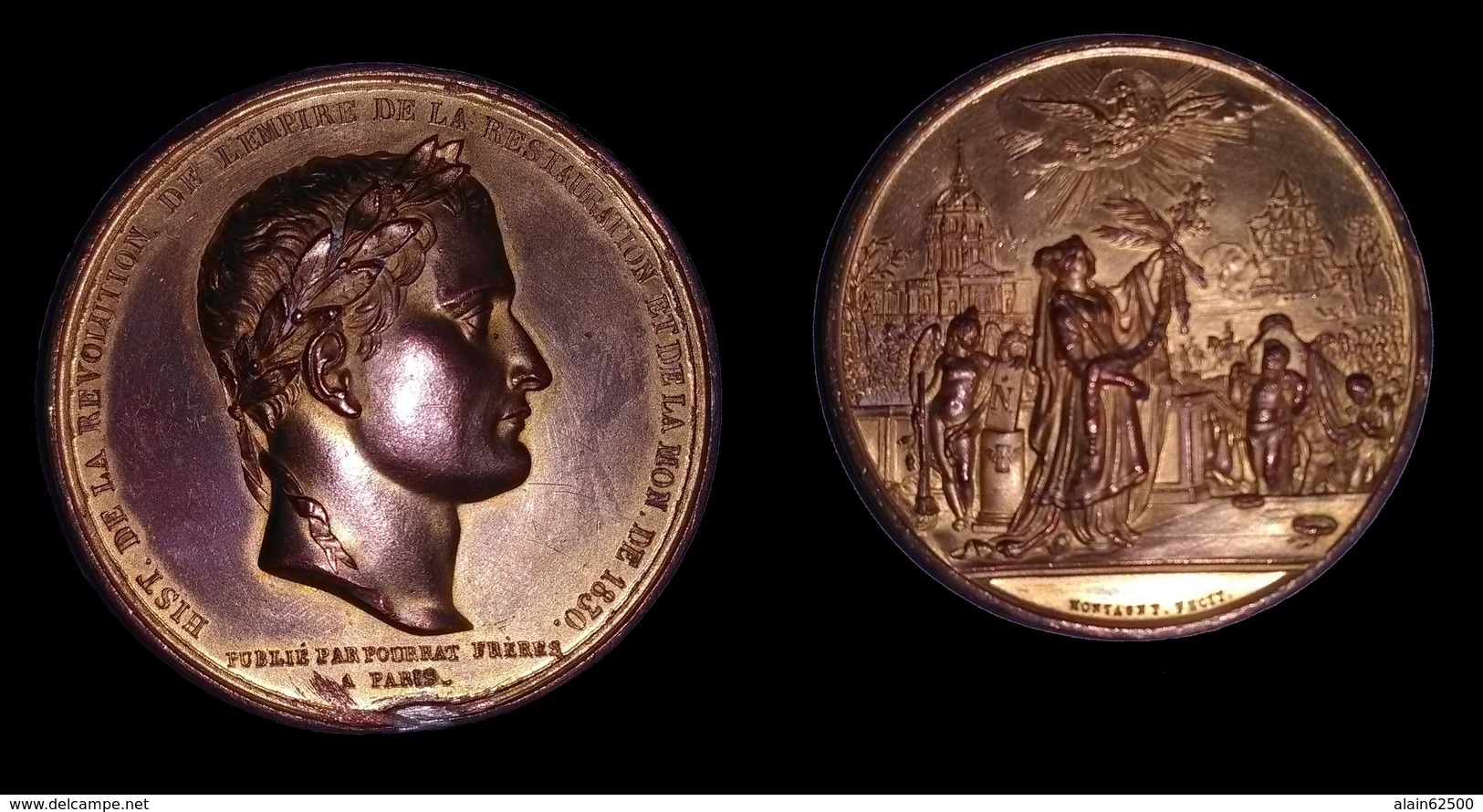 MEDAILLE EN CUIVRE DORE DE NAPOLEON I . POURRAT FRERES A PARIS . - Royaux / De Noblesse