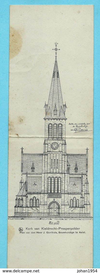 Panoramische Kaart Kerk Kieldrecht Prosperpolder - Plan Van GOETHALS, Bouwkundige Te AALST + Tekst Verso - Aalst