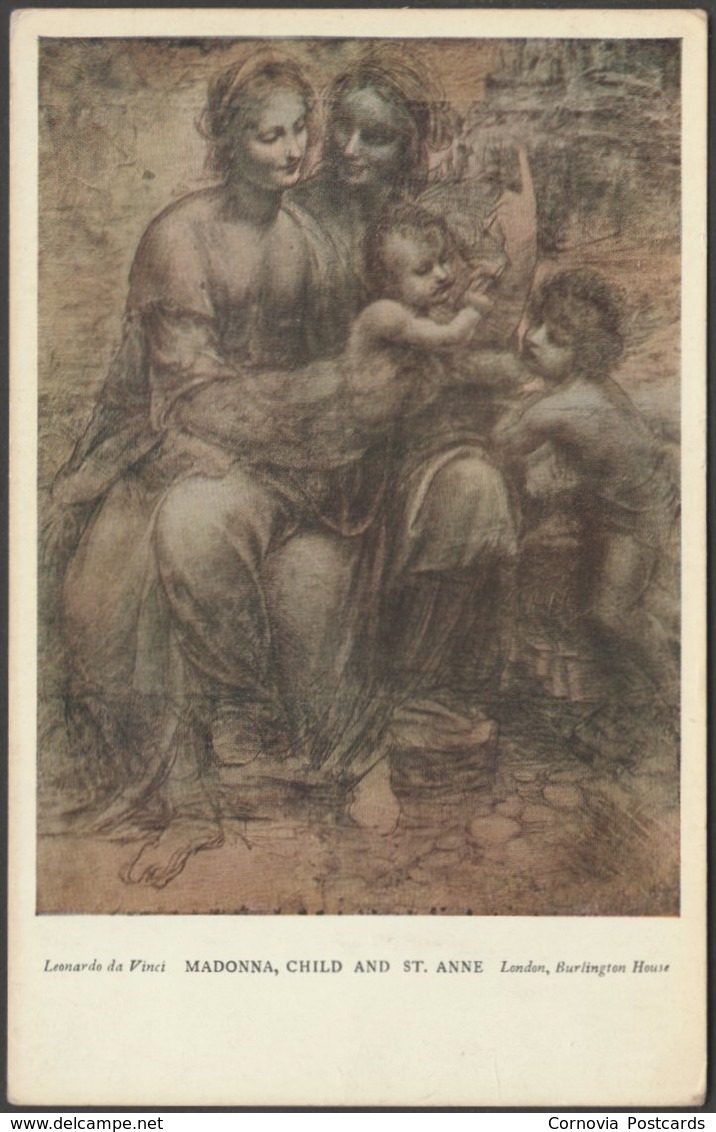 Leonardo Da Vinci - Madonna, Child And St Anne, C.1905-10 - Medici Society Postcard - Paintings