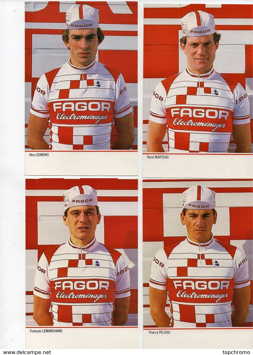 Cyclisme 1986 Equipe Fagor Bernaudeau De Wolf Tinazzi Bossis Martens Edmons Peloso Lemarchand Ocana Beucherie 10 Cartes - Cycling