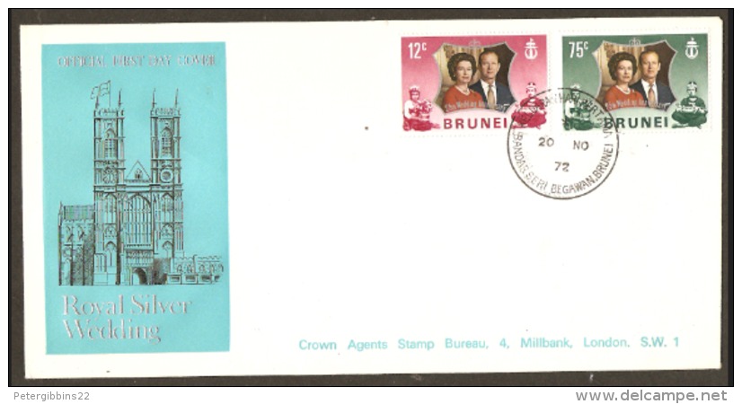 Brunei 1972  Anniversary Siver Wedding  Unaddressed First Day Cover - Brunei (...-1984)