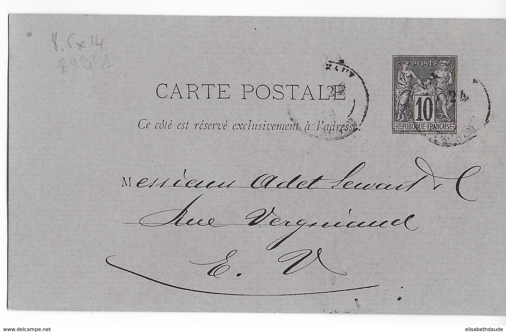 SAGE - 1879 - CARTE ENTIER Avec REPIQUAGE COMMERCIAL "LIVERPOOL STEAMER" à BORDEAUX - Overprinter Postcards (before 1995)