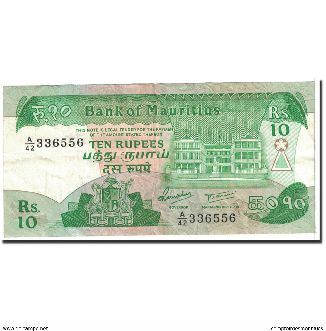 Billet, Mauritius, 10 Rupees, 1985, KM:35b, TTB - Maurice