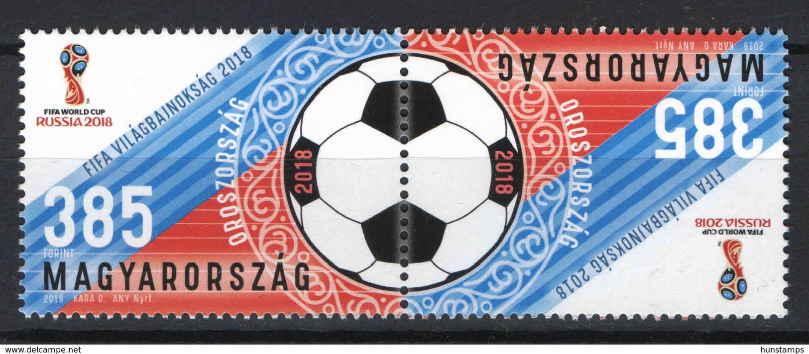 Hungary 2018. Football / Soccer World Cup, Russia Stamp In TETE-BECHE Pairs MNH (**) - 2018 – Rusia