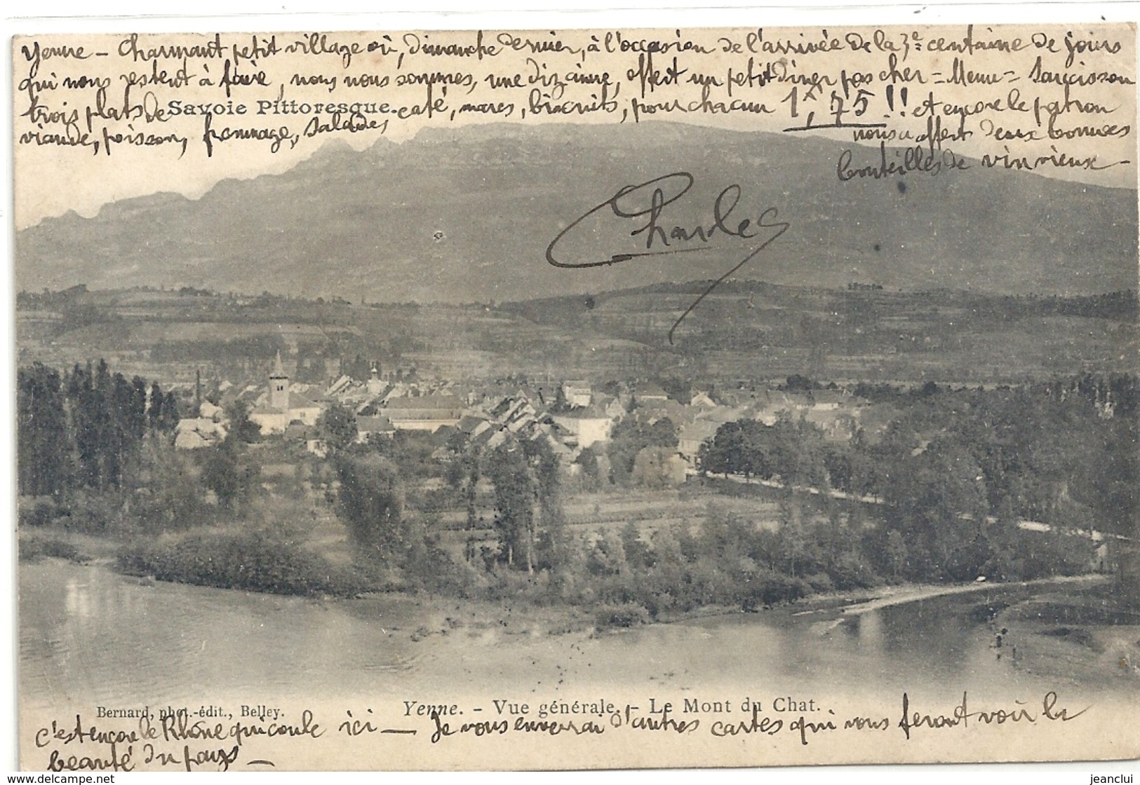 YENNE . VUE GENERALE . LE MONT DU CHAT . AFFR AU VERSO LE 2-12-1904 . 2 SCANES - Yenne