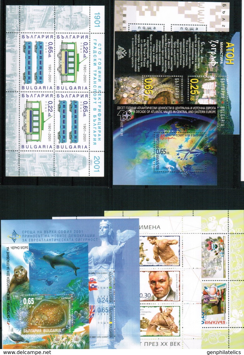 BULGARIA 2001 FULL YEAR SET - 25 Stamps + 8 S/S MNH - Komplette Jahrgänge