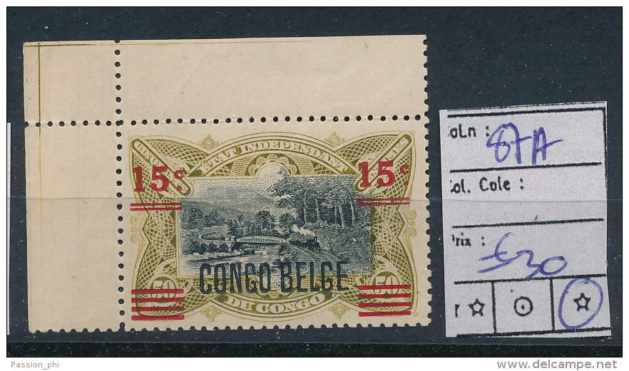 BELGIAN CONGO BOX1 1921 ISSUE COB 87A LH - Neufs