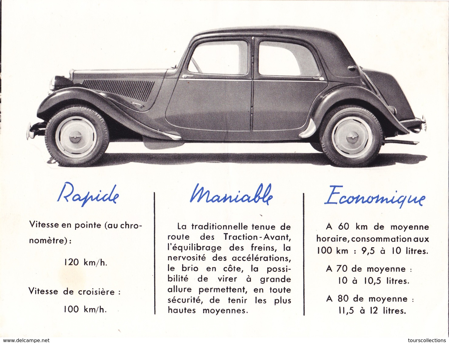 PUB D'époque TRACTION AVANT CITROEN Berline 11 Légère @ Papier 4 Faces En 2 Volets @ Automobile France - Publicités