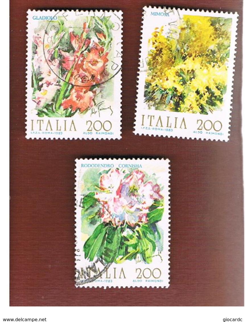 ITALIA REPUBBLICA  - UNIF. 1642.1644 -      1983  FIORI ITALIANI                             -      USATO - 1981-90: Usados