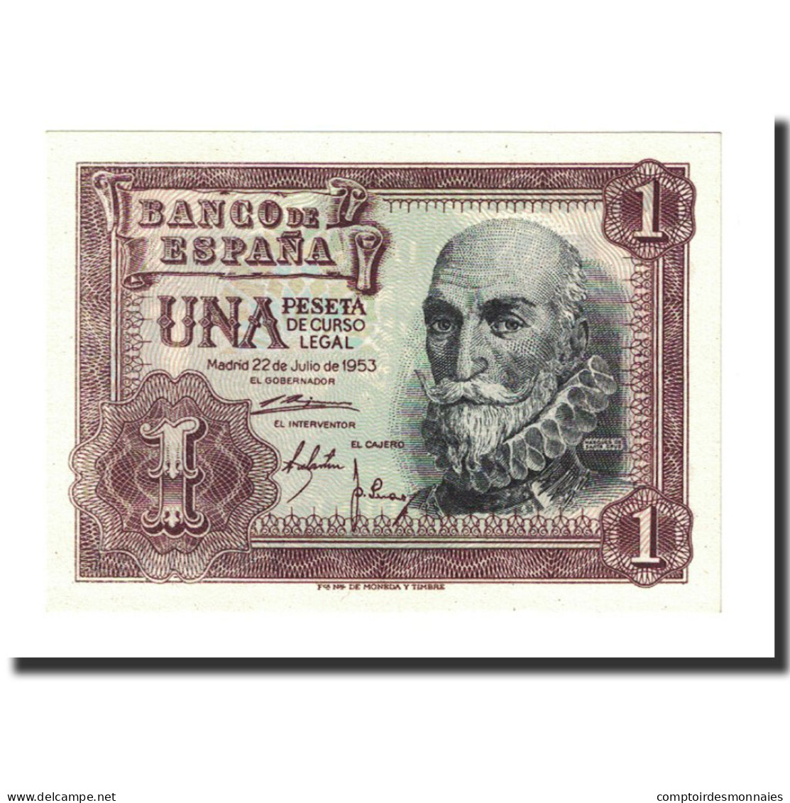 Billet, Espagne, 1 Peseta, 1953-07-22, KM:144a, NEUF - 1-2 Pesetas