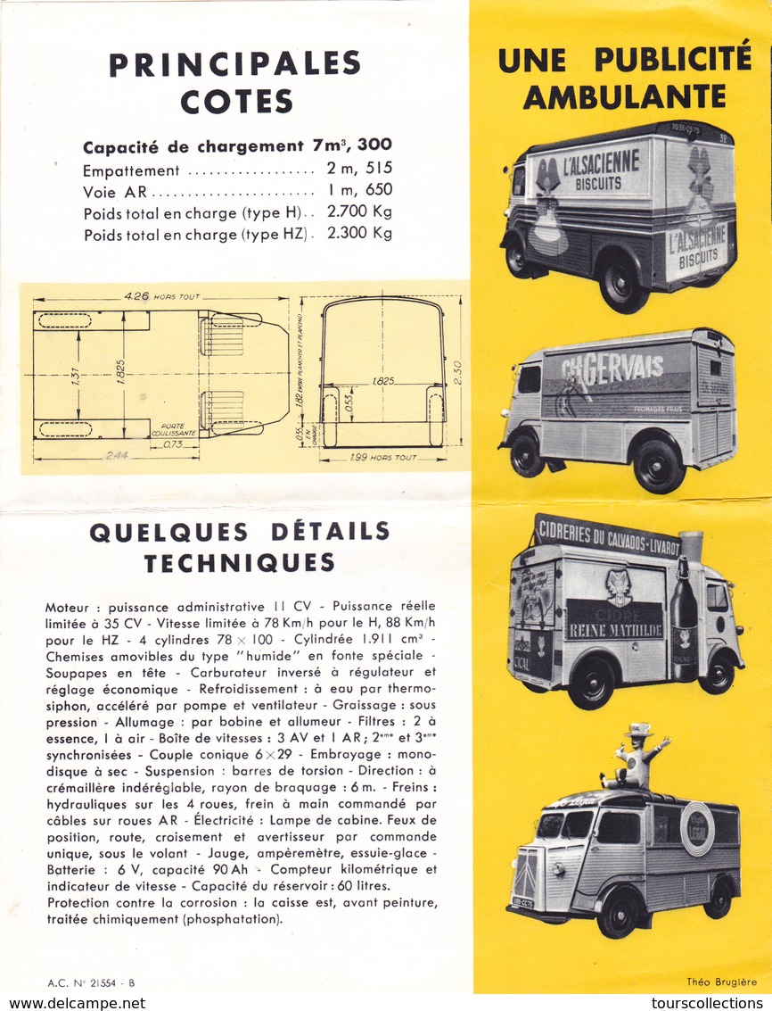PUB D'époque Traction Avant CITROEN Camionnette TUBE HY 1200 Kg @ Papier 4 Faces En 2 Volets @ Automobile France - Publicités