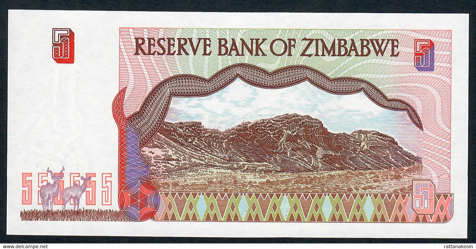 ZIMBABWE P5b 5 DOLLARS 1997 #BW   UNC. - Zimbabwe