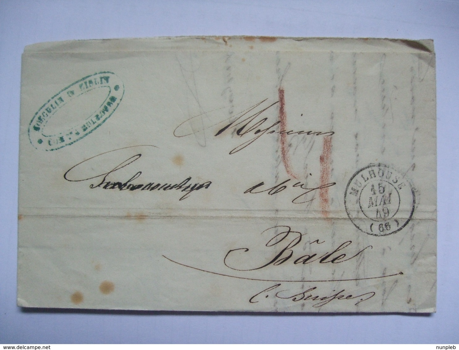 FRANCE - 1849 Stampless Entire - Mulhouse To Baile - 1849-1876: Klassik