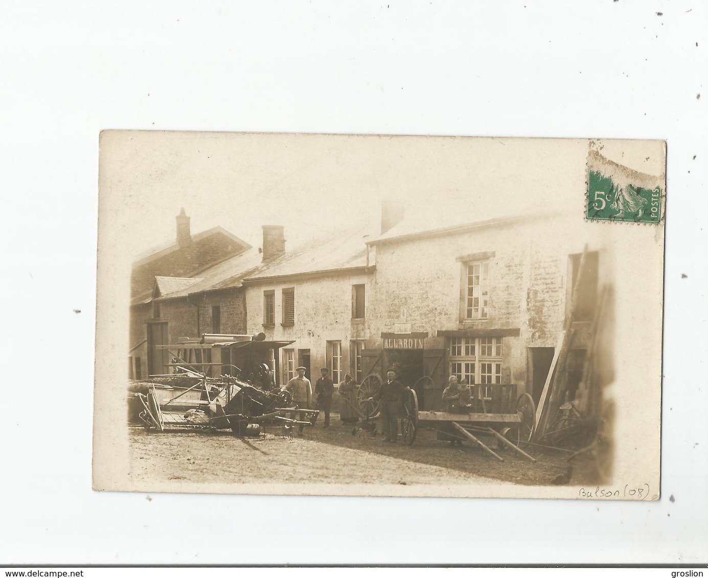 BOULSON (ARDENNES) SUPERBE ET RARE CARTE PHOTO ANIMEE DES ETS E ALLARDIN PERE ET FILS CHARRONNAGE ET MACHINES AGRICOLES - Autres & Non Classés