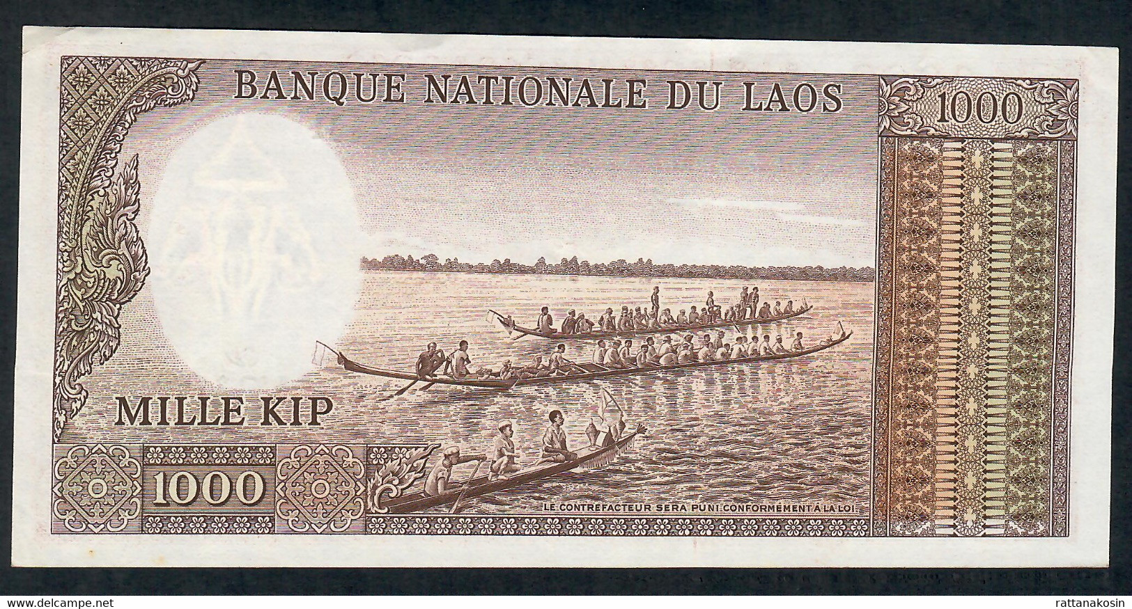 LAOS P14a 1000 KIP 1963   FIRST SIGNATURE Signature 5   XF-AU - Laos