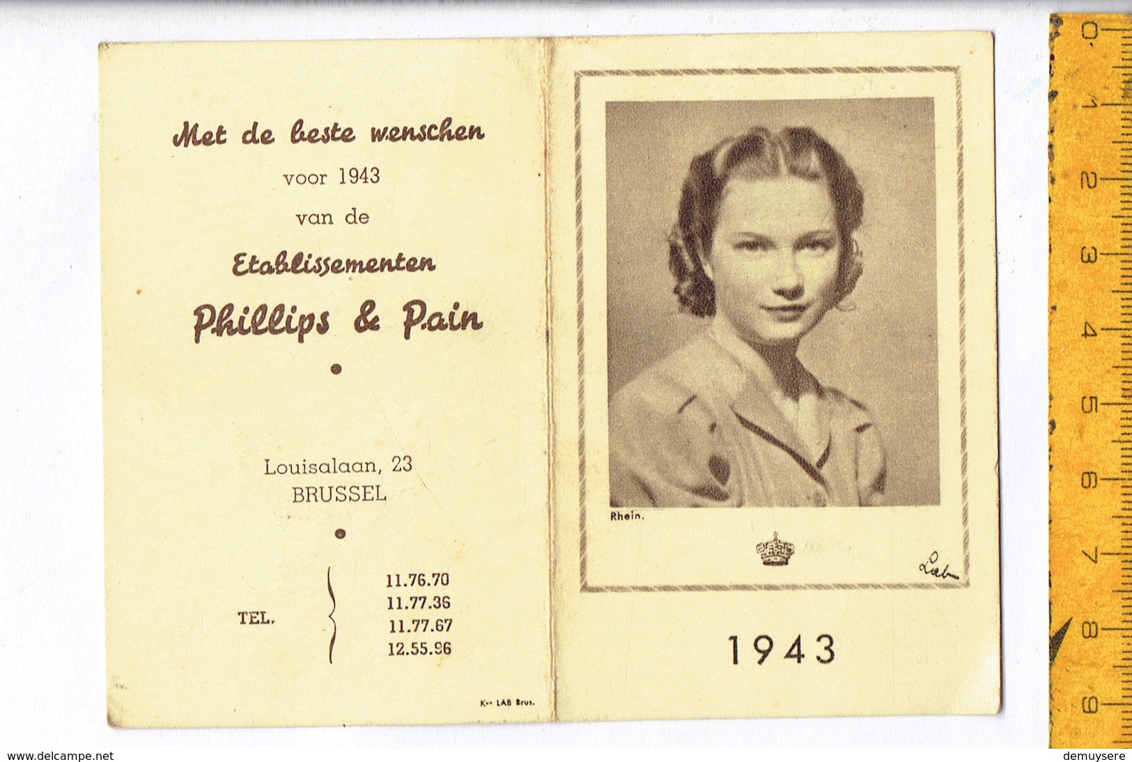 Kl 9331 - Koningin Astrid - Met De Beste Wenschen Voor 1943 Van De Etablissementen Phillips & Pain - Brussel - Petit Format : 1941-60