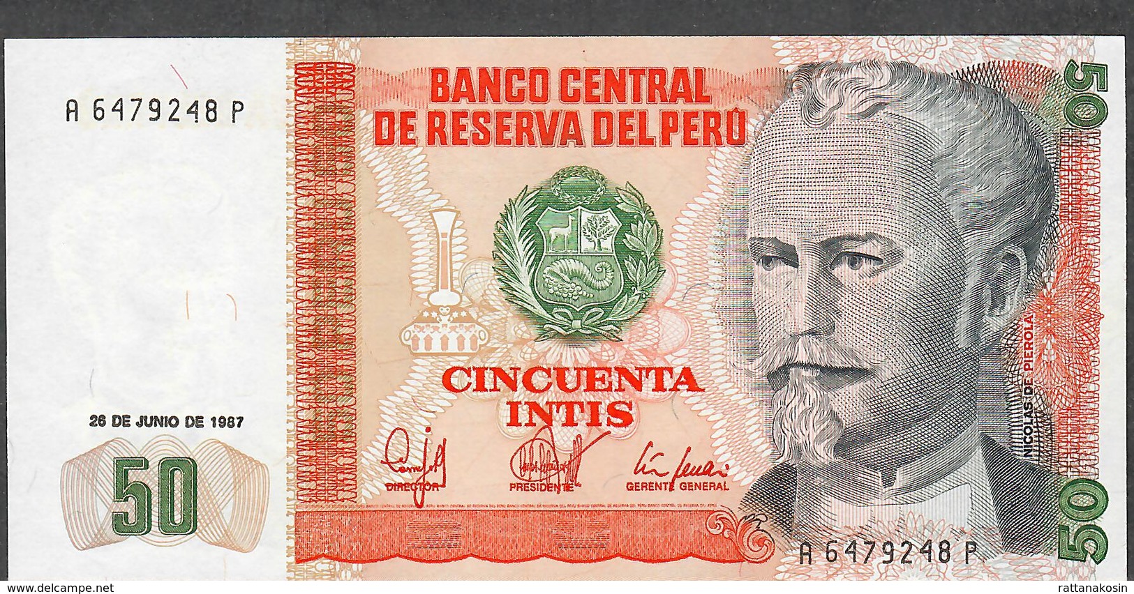 PERU  P131b 50 INTIS  1987    UNC. - Pérou