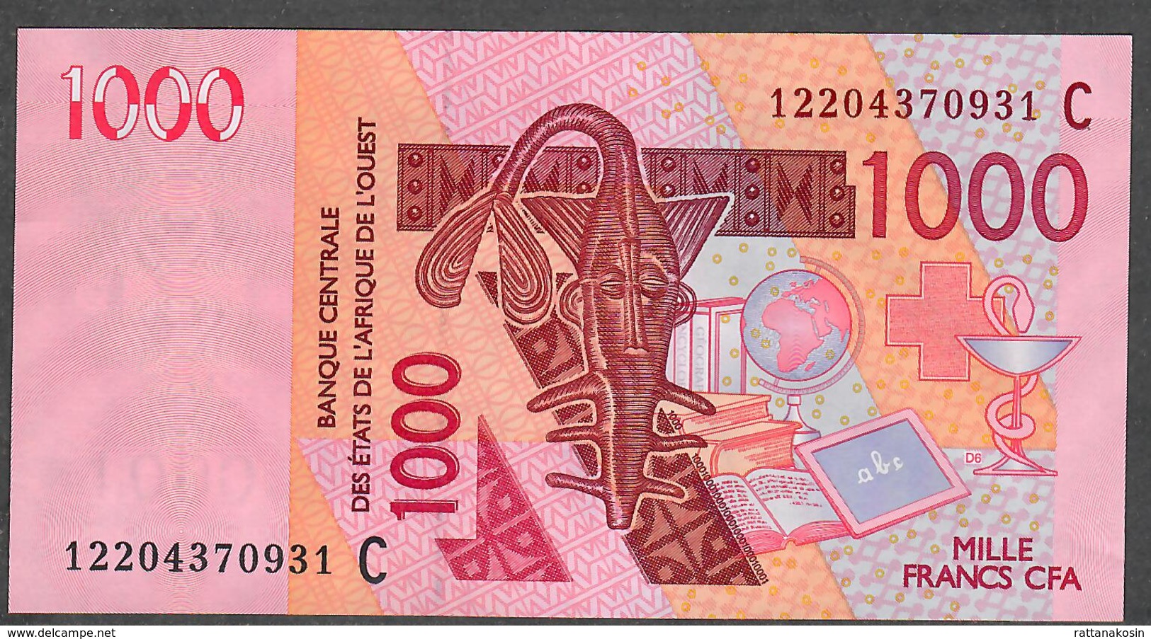 W.A.S. LETTER C BURKINA FASO P315Cl 1000 FRANCS (20)12  2012 UNC. - Burkina Faso