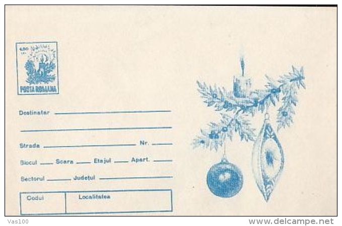 CANDLE, ORNAMENTS, ERROR PRINTING, COVER STATIONERY, ENTIER POSTAL, UNUSED, ROMANIA - Abarten Und Kuriositäten