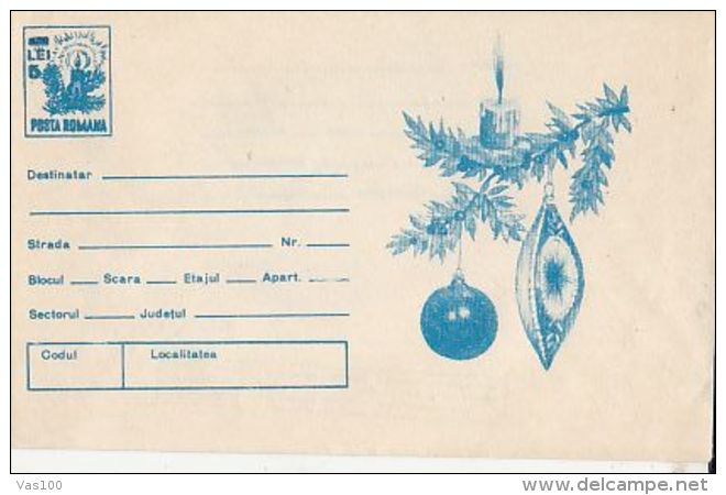 CANDLE, ORNAMENTS, ERROR PRINTING, COVER STATIONERY, ENTIER POSTAL, UNUSED, ROMANIA - Abarten Und Kuriositäten