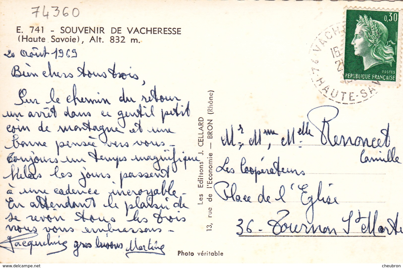 74. VACHERESSE. CARTE MULTIVUES. ANNÉE 1969. - Vacheresse