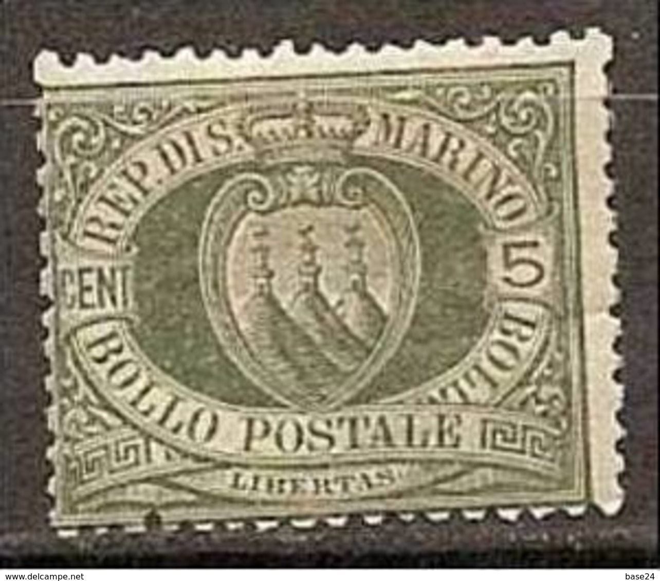 1894 San Marino Saint Marin CIFRA 5c Verde (27) MH* - Used Stamps