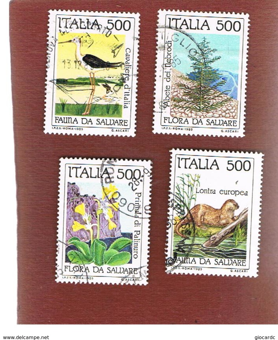 ITALIA REPUBBLICA  - UNIF. 1729.1732  -      1985  FLORA E FAUNA:     -      USATO - 1981-90: Usados