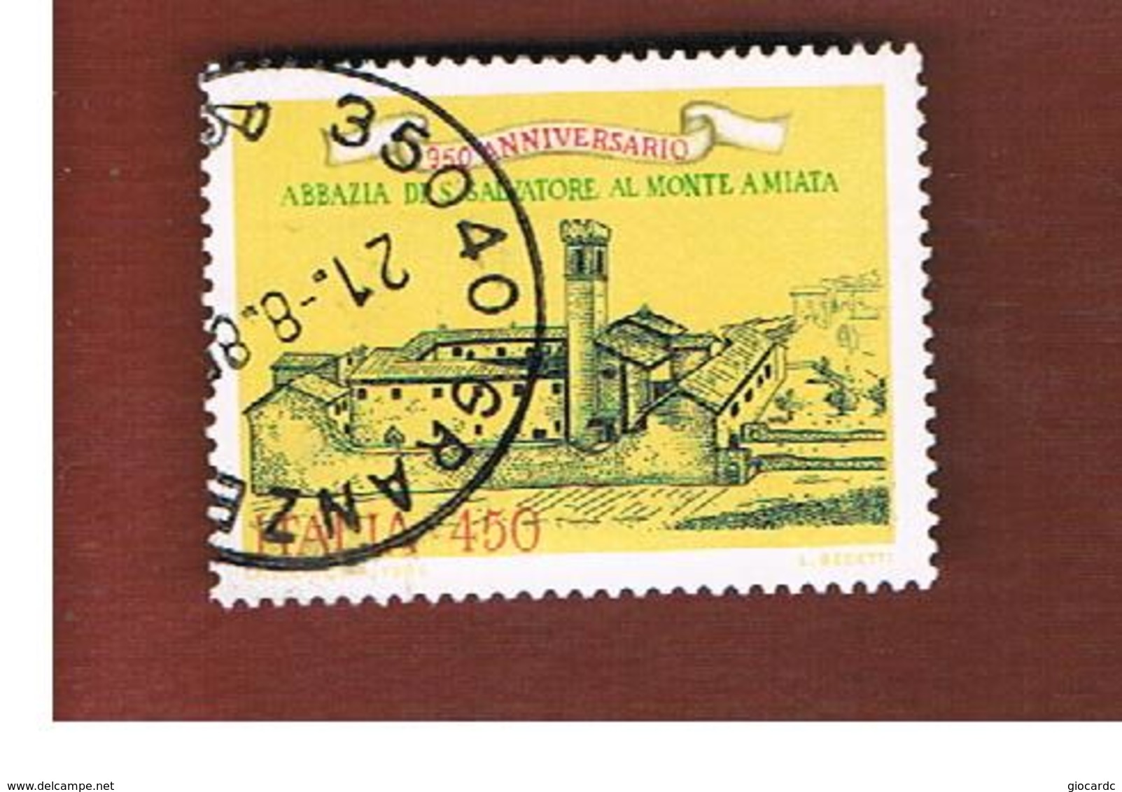 ITALIA REPUBBLICA  - SASS. 1728 -      1985  ABBAZIA  DEL MONTE AMIATA     -      USATO - 1981-90: Usados