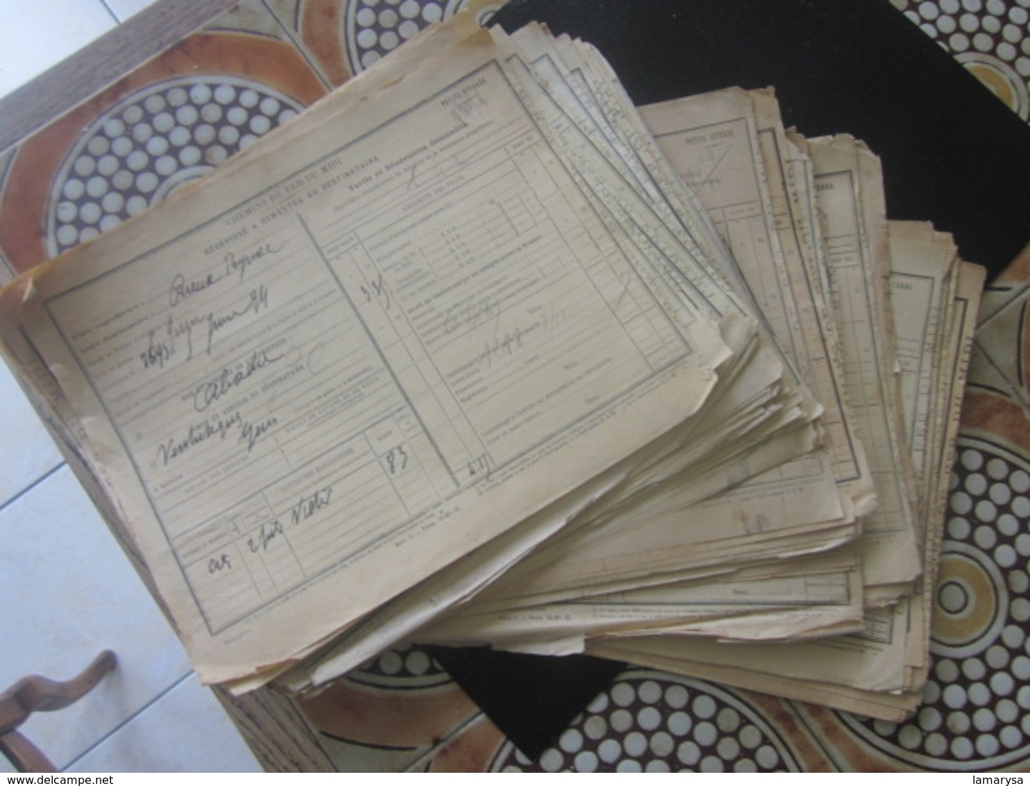 LOT DE 50 DOCUMENTS DE TRANSPORT SNCF CHEMINS DE FER DU MIDI RÉCÉPISSÉ EXPÉDITEUR PETITE VITESSE RIEUX-PEYRIAC TOULOUSE - Ferrovie