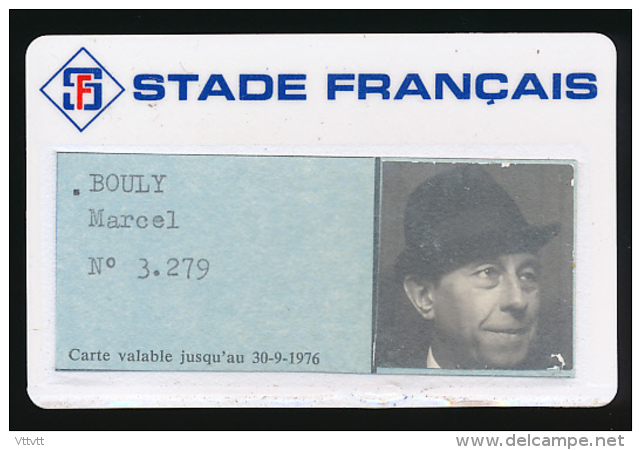 Carte (1976) De Membre (n° 3.279), Du Club Sportif STADE FRANCAIS (Paris), Marcel Bouly, Carte Plastifiée Dure - Autres & Non Classés