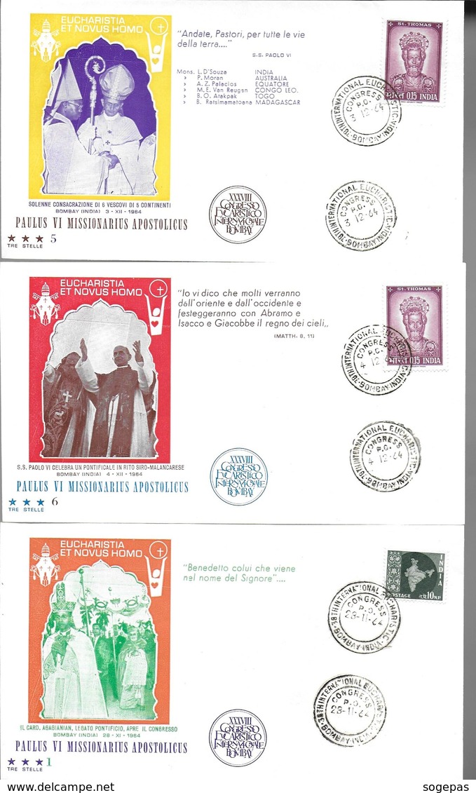 INDE 1964 LOT 5 PREMIERS JOURS FDC PAPE PAUL VI - FDC