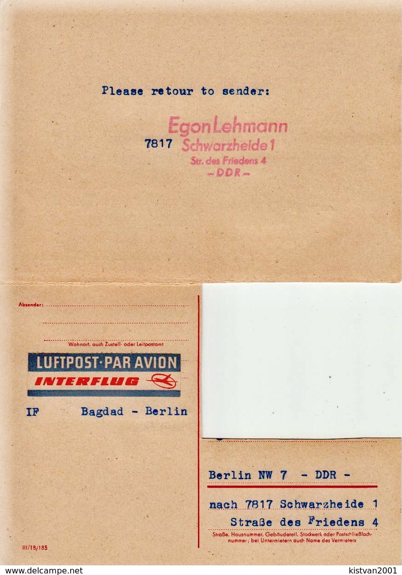 Postal History: Germany First Flight Card Berlin Baghdad - Covers & Documents