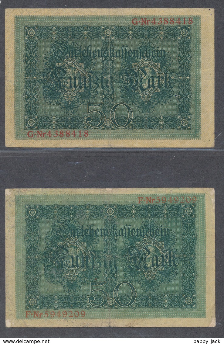 1914 German Banknotes  50 Mark X 2 - 50 Mark