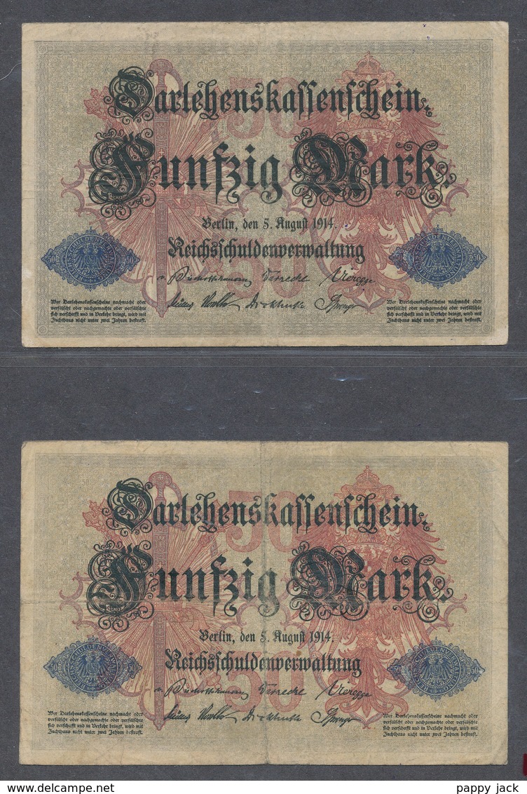 1914 German Banknotes  50 Mark X 2 - 50 Mark