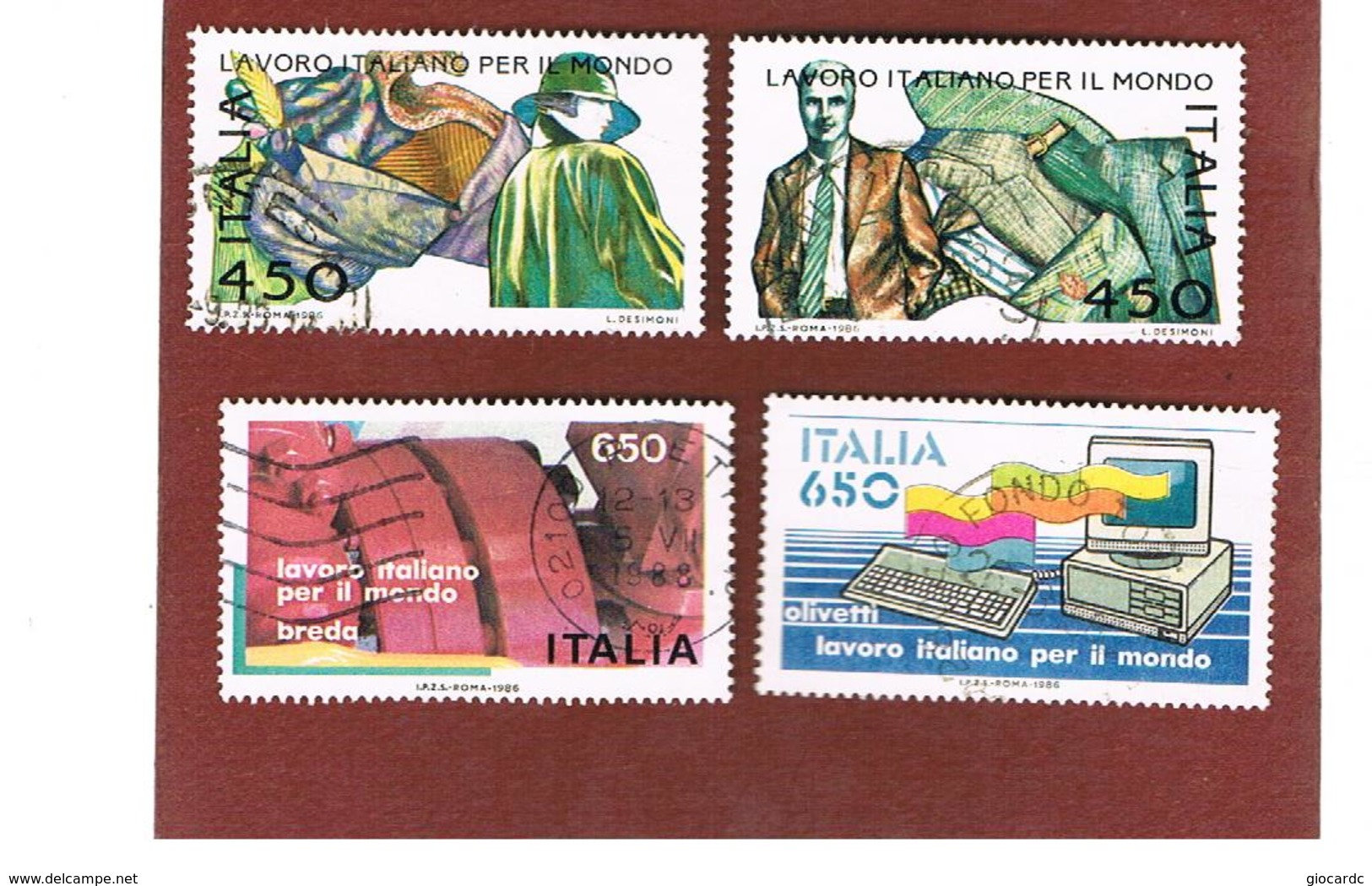 ITALIA REPUBBLICA  - UNIF. 1787.1790    1986  LAVORO ITALIANO   -      USATO - 1981-90: Usati