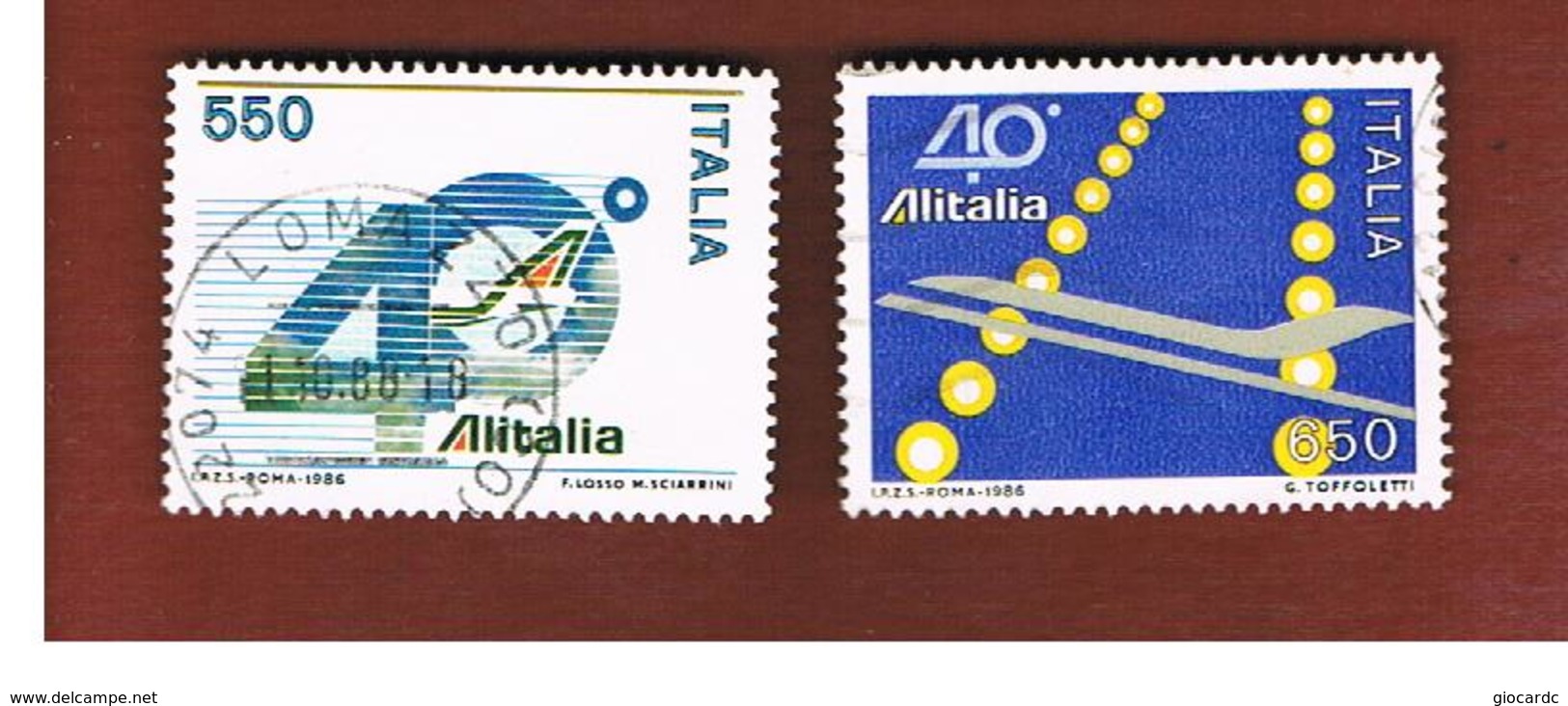 ITALIA REPUBBLICA  - UNIF. 1791.1792    1986   ALITALIA   -      USATO - 1981-90: Usados