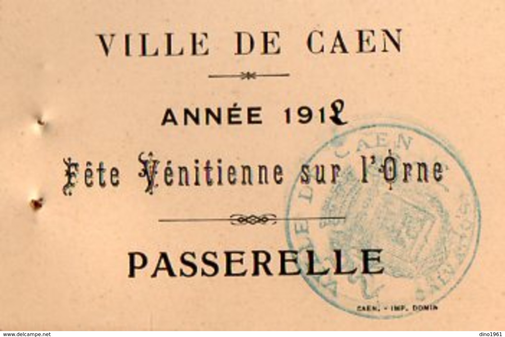 VP12.098 - 1912 - Carte / Carton D'invitation De La Ville De CAEN Pour La Fête Vénitienne Sur L'Orne - Andere & Zonder Classificatie