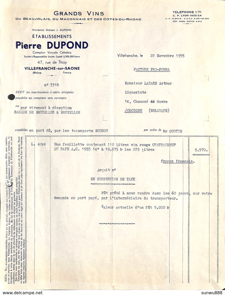 Grands Vins Pierre Dupond, Villefranche Pour Lazard, Jodoigne, 1955 - 1950 - ...