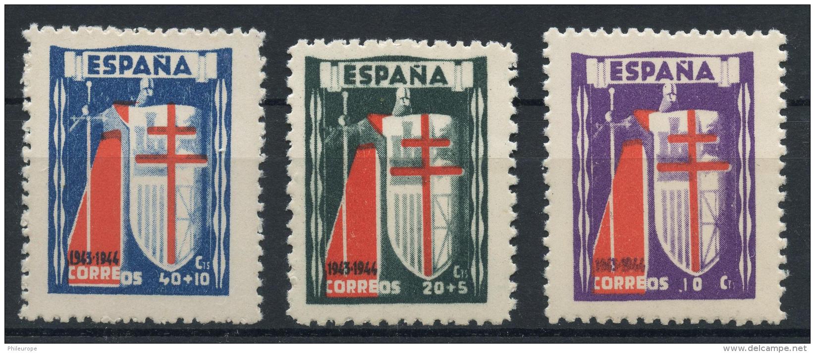 Espagne (1943) N 727 A 729 (Luxe) - Neufs