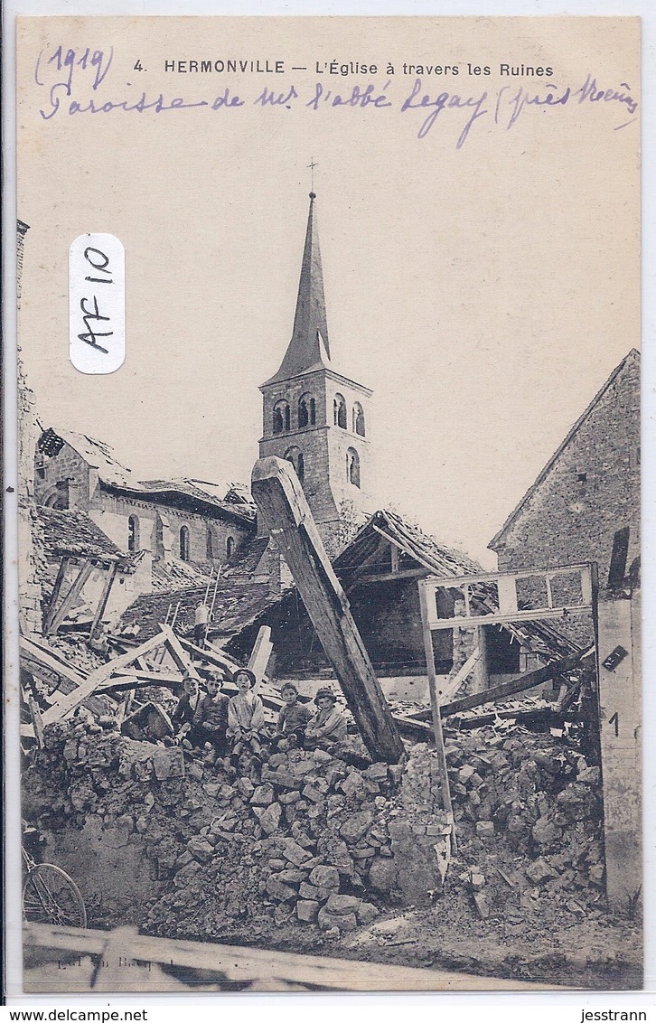 HERMONVILLE- L EGLISE A TRAVERS LES RUINES - Autres & Non Classés