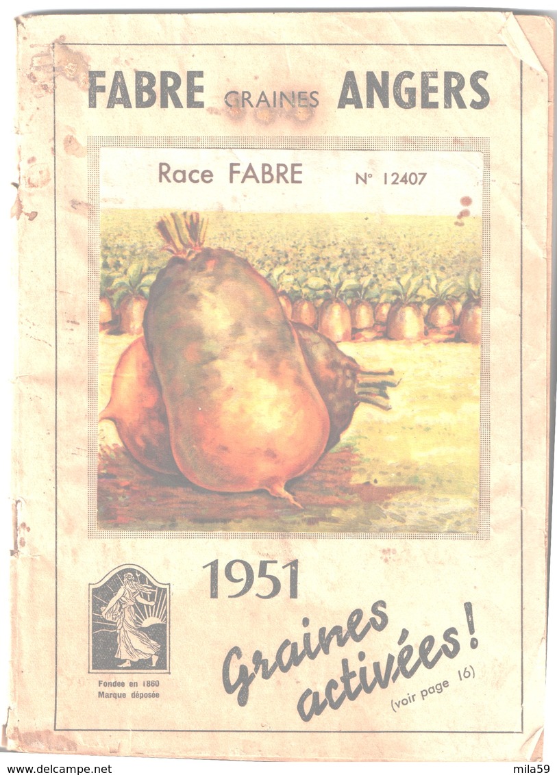 Fabre. Graines. Angers. Catalogue De Graines . 1951. Maison Fondée En 1860. - Autres & Non Classés
