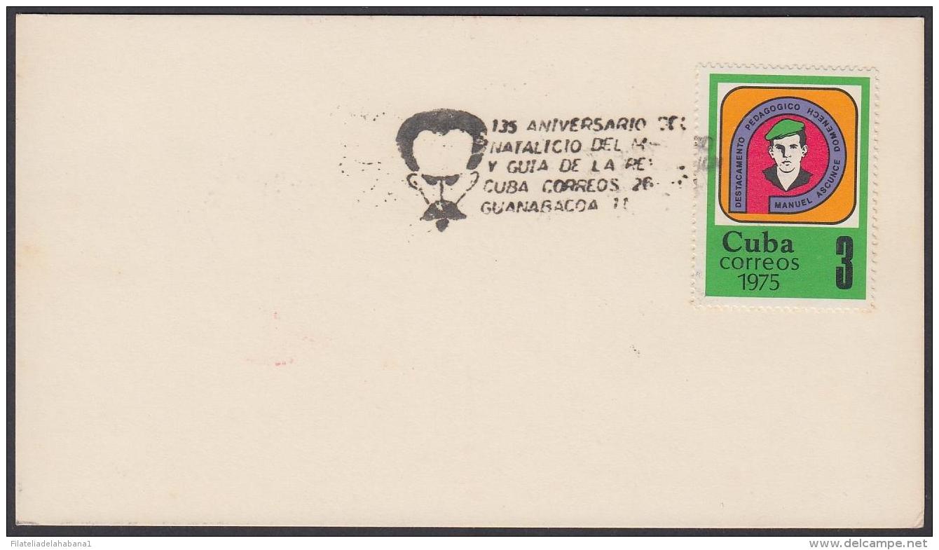 1988-CE-65 CUBA 1988 SPECIAL CANCEL. ANIV MUERTE DE JOSE MARTI. GUANABACOA CLUB. - Covers & Documents