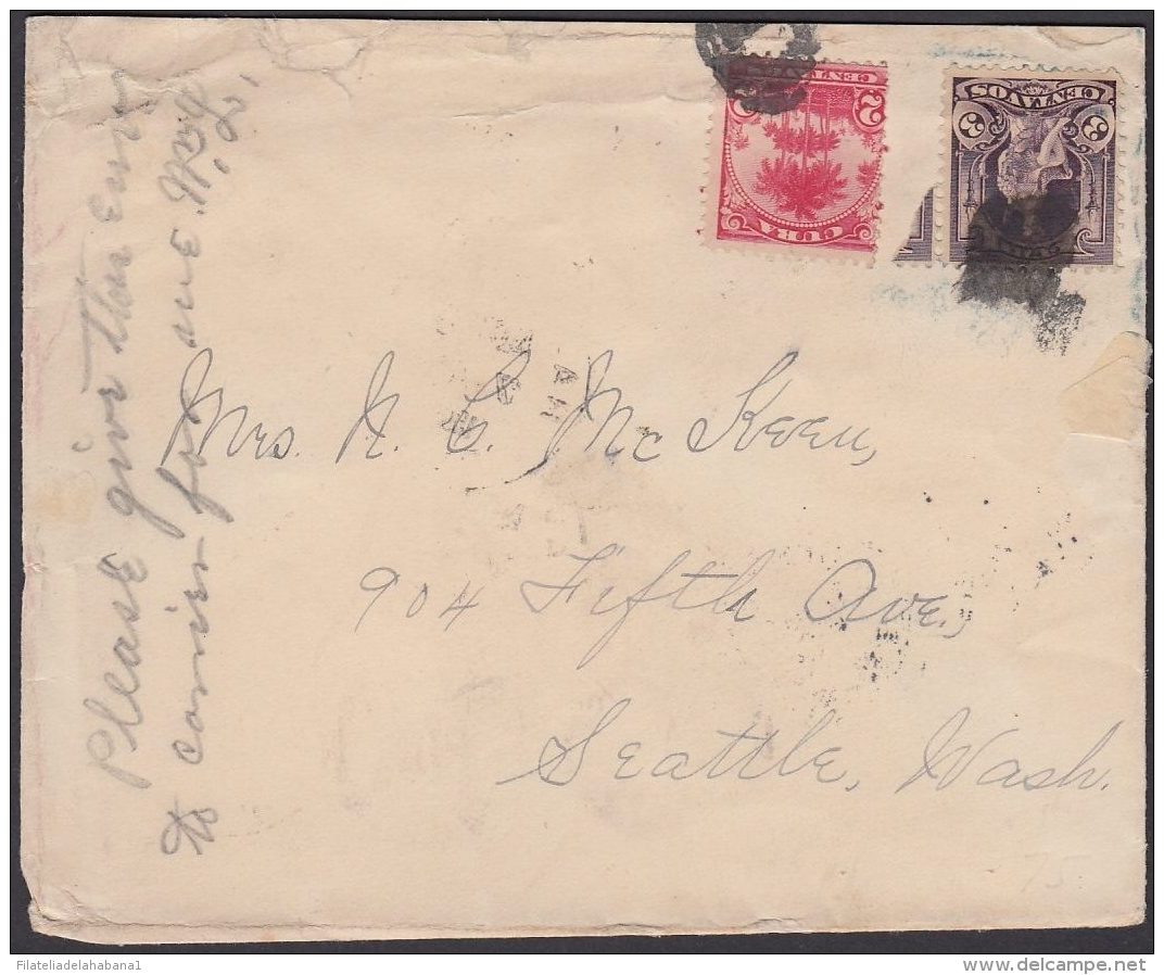 1899-H-235 CUBA US OCCUPATION 1899. FANCY COVER TO SEATTLE, US. - Covers & Documents