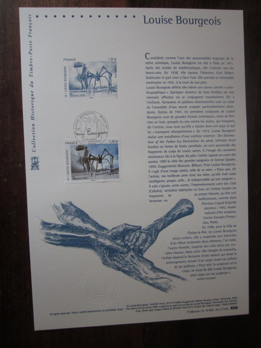Premier Jour - Collection Historique Du Timbre-poste Français - Louise Bourgeois (2010) - Documents De La Poste