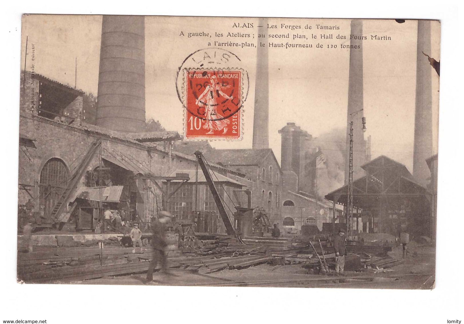 30 Alais Ales Les Forges De Tamaris Ateliers Le Hall Des Fours Martin Le Haut Fourneau Cpa Carte Animée - Alès