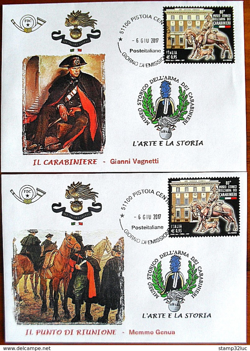 ITALIA ITALY 2017 FDC CARABINIERI MUSEO STORICO Historical Museum 4 Buste UNIQUE SET PEZZI UNICI - FDC