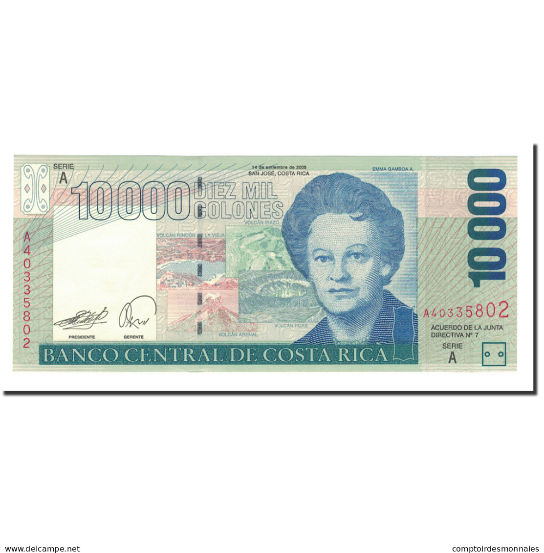 Billet, Costa Rica, 10,000 Colones, 2005, 2009-09-14, KM:267d, NEUF - Costa Rica